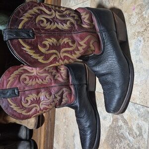 Nocona Black  Burgundy Woman's Boots Size 9 B Leather Western Cowgirl